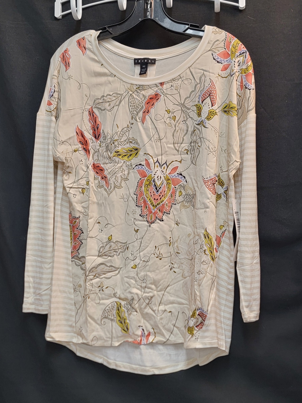 Tribal Floral Cream Long-Sleeve Tee